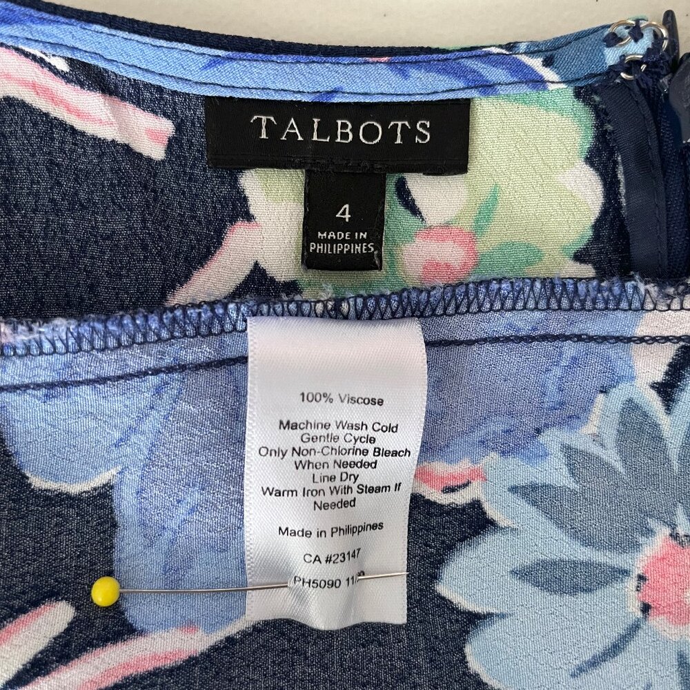 Talbots dress, navy blue with vibrant floral pattern, size 4 - Picture 6 of 6